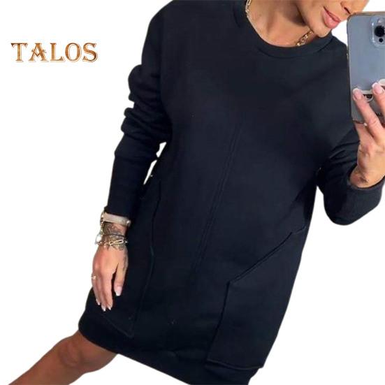 Женское платье-свитшот с двумя карманами, круглым вырезом, длинными рукавами, однотонное свободное мини-платье, повседневная одежда, повседневное короткое платье XL чёрный
Женское платье-свитшот с двумя карманами, круглым вырезом, длинными рукавами, однотонное свободное мини-платье, повседневная одежда, повседневное короткое платье XL чёрный