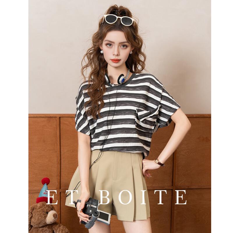 ET BOITE Women s Striped Short Sleeve T-shirt One Size
ET BOITE Women s Striped Short Sleeve T-shirt One Size