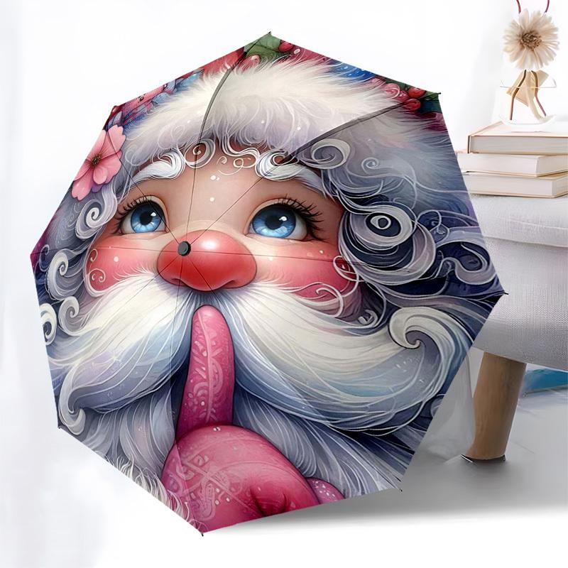 1pc Christmas Santa Claus Hat with Pink Flower and Holly Leaves, Auto Open Close Umbrella, Portable Tri-Fold Design, 8-Bone Iron Frame Outdoor Umbrell
1pc Christmas Santa Claus Hat with Pink Flower and Holly Leaves, Auto Open Close Umbrella, Portable Tri-Fold Design, 8-Bone Iron Frame Outdoor Umbrell