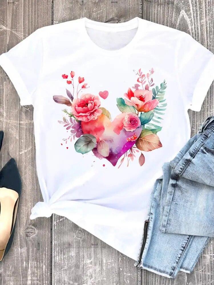 Love Heart Flower Trend 90-х годов милая женская футболка с графическим рисунком с коротким рукавом, женская модная женская рубашка с принтом, футболка, одежда
Love Heart Flower Trend 90-х годов милая женская футболка с графическим рисунком с коротким рукавом, женская модная женская рубашка с принтом, футболка, одежда