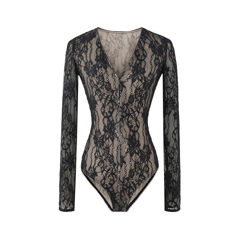 Korean V-Neck Jacquard Lace Bodysuit with Zipper Waist-Cinching Long Sleeves - Sexy Temperament Top for Women Large чёрный
Korean V-Neck Jacquard Lace Bodysuit with Zipper Waist-Cinching Long Sleeves - Sexy Temperament Top for Women Large чёрный