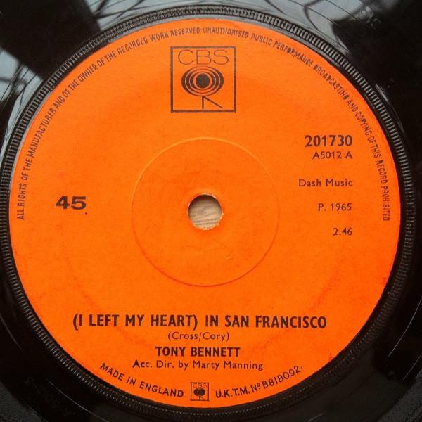 7inch Record TONY BENNETT - (I Left My Heart) In San Francisco 201730 CBS 1965 UK Jazz Used
7inch Record TONY BENNETT - (I Left My Heart) In San Francisco 201730 CBS 1965 UK Jazz Used