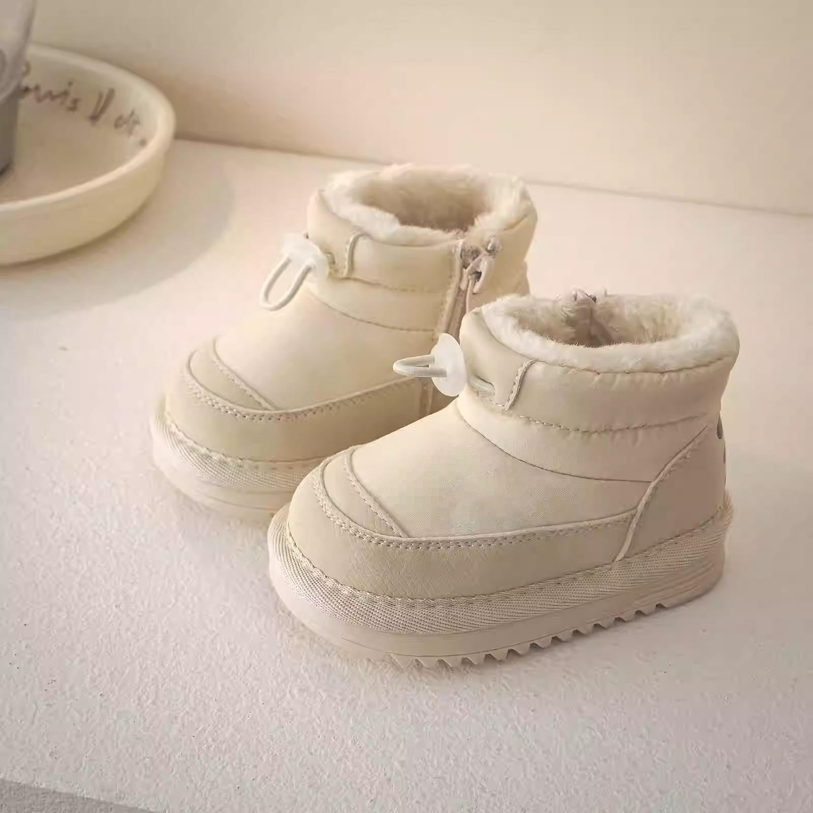 Детские зимние ботинки с флисовой подкладкой, утолщенные, на мягкой подошве, теплые, водонепроницаемые хлопковые ботинки для мальчиков и девочек 24