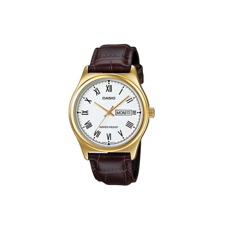 Casio Standard Series Retro Fashion Business Simple Casual Roman Scale Week Date Display Waterproof Quartz Movement Leather Strap MTP-V006GL-7B White Dial Brown Strap
Casio Standard Series Retro Fashion Business Simple Casual Roman Scale Week Date Display Waterproof Quartz Movement Leather Strap MTP-V006GL-7B White Dial Brown Strap