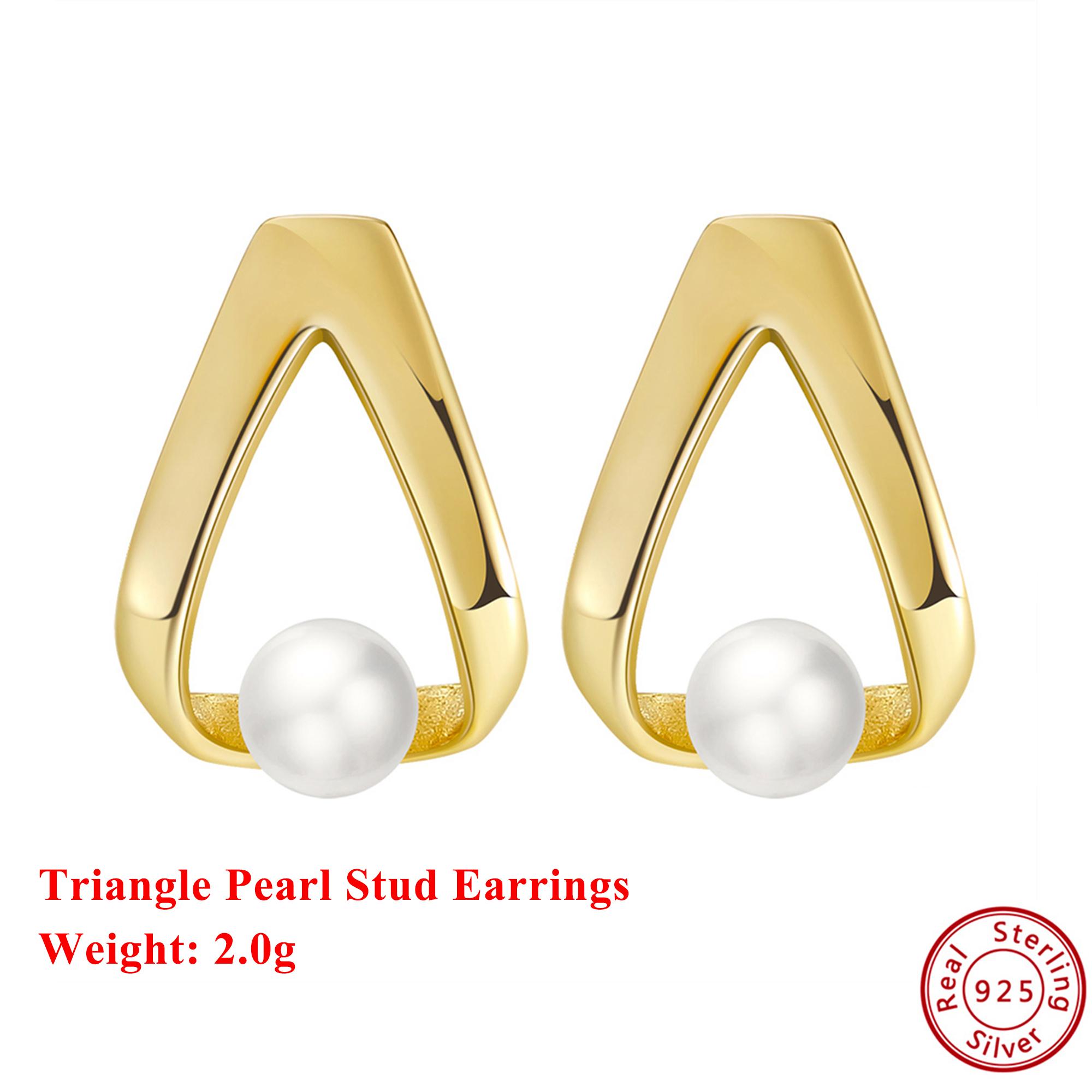 Effie Queen 925 Pure Silver 14k Gold Triangle Freshwater Pearl Stud Earrings Banquet Jewelry for Women Wedding Party Gift GPE35
Effie Queen 925 Pure Silver 14k Gold Triangle Freshwater Pearl Stud Earrings Banquet Jewelry for Women Wedding Party Gift GPE35