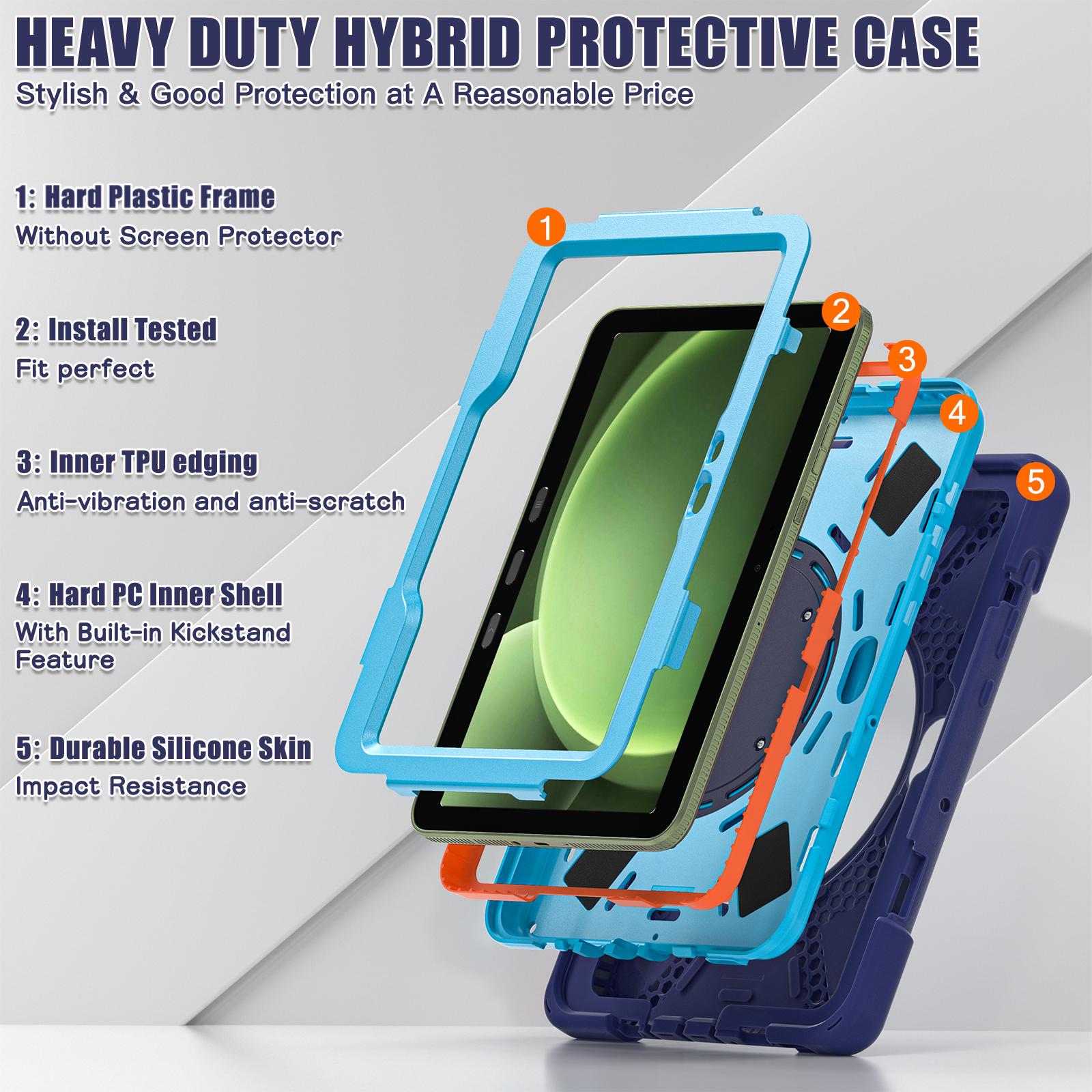For Samsung Galaxy Tab Active5 Pro Case TPU+PC+Silicone Tablet Cover Swivel Kickstand Handle Grip Blue
For Samsung Galaxy Tab Active5 Pro Case TPU+PC+Silicone Tablet Cover Swivel Kickstand Handle Grip Blue
