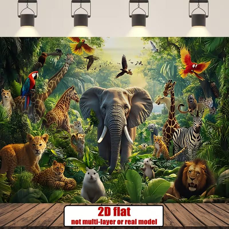 2D African Safari Tapestry Jungle Animals with Elephant & Giraffe Wall Decor 47.2x31.5inch/120*80cm
2D African Safari Tapestry Jungle Animals with Elephant & Giraffe Wall Decor 47.2x31.5inch/120*80cm