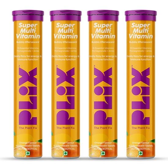 PLIX - THE PLANT FIX Multivitamin 15 Effervescent Tablets (Pack of 4, Orange) for Daily Nutrition | Strengthens Immune System, Energy,100% RDA
PLIX - THE PLANT FIX Multivitamin 15 Effervescent Tablets (Pack of 4, Orange) for Daily Nutrition | Strengthens Immune System, Energy,100% RDA