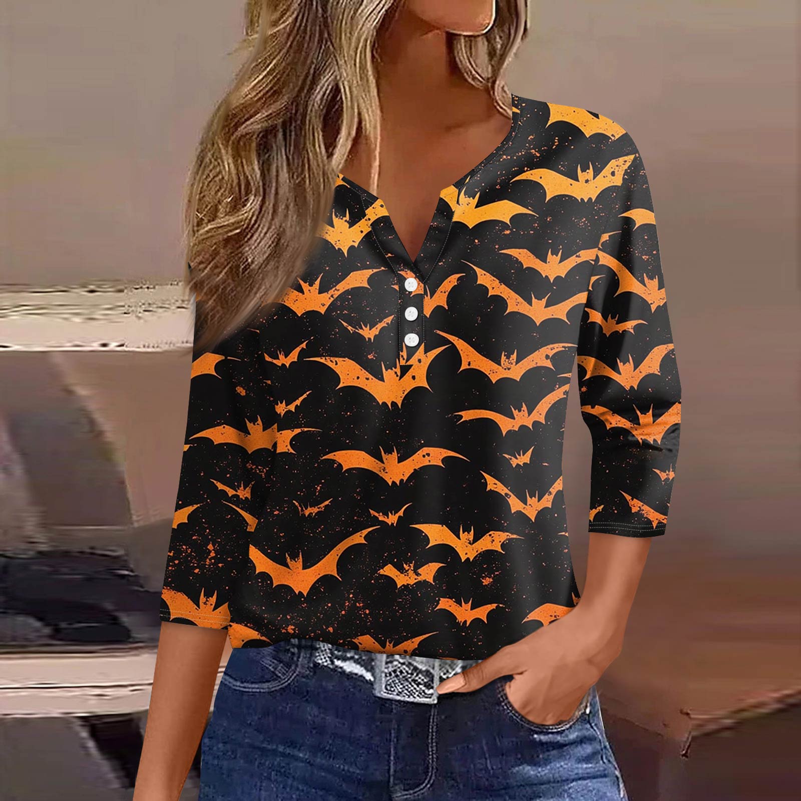 Женская модная повседневная футболка с V-образным вырезом, рукавами семь, напечатанным на пуговицах XXXL
Женская модная повседневная футболка с V-образным вырезом, рукавами семь, напечатанным на пуговицах XXXL