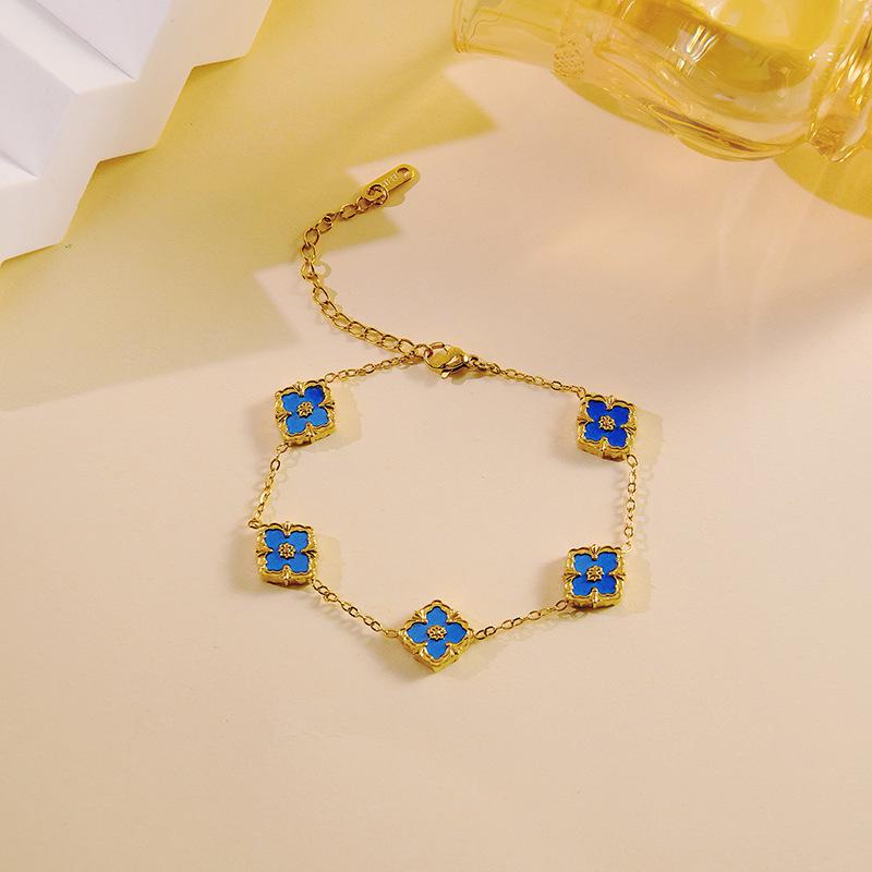 Браслет Buccellati «Счастливый клевер»: Золото 18 карат, Дизайн «Пять цветков», Двусторонний перламутр, Элегантные женские украшения Stainless Steel синий
Браслет Buccellati «Счастливый клевер»: Золото 18 карат, Дизайн «Пять цветков», Двусторонний перламутр, Элегантные женские украшения Stainless Steel синий