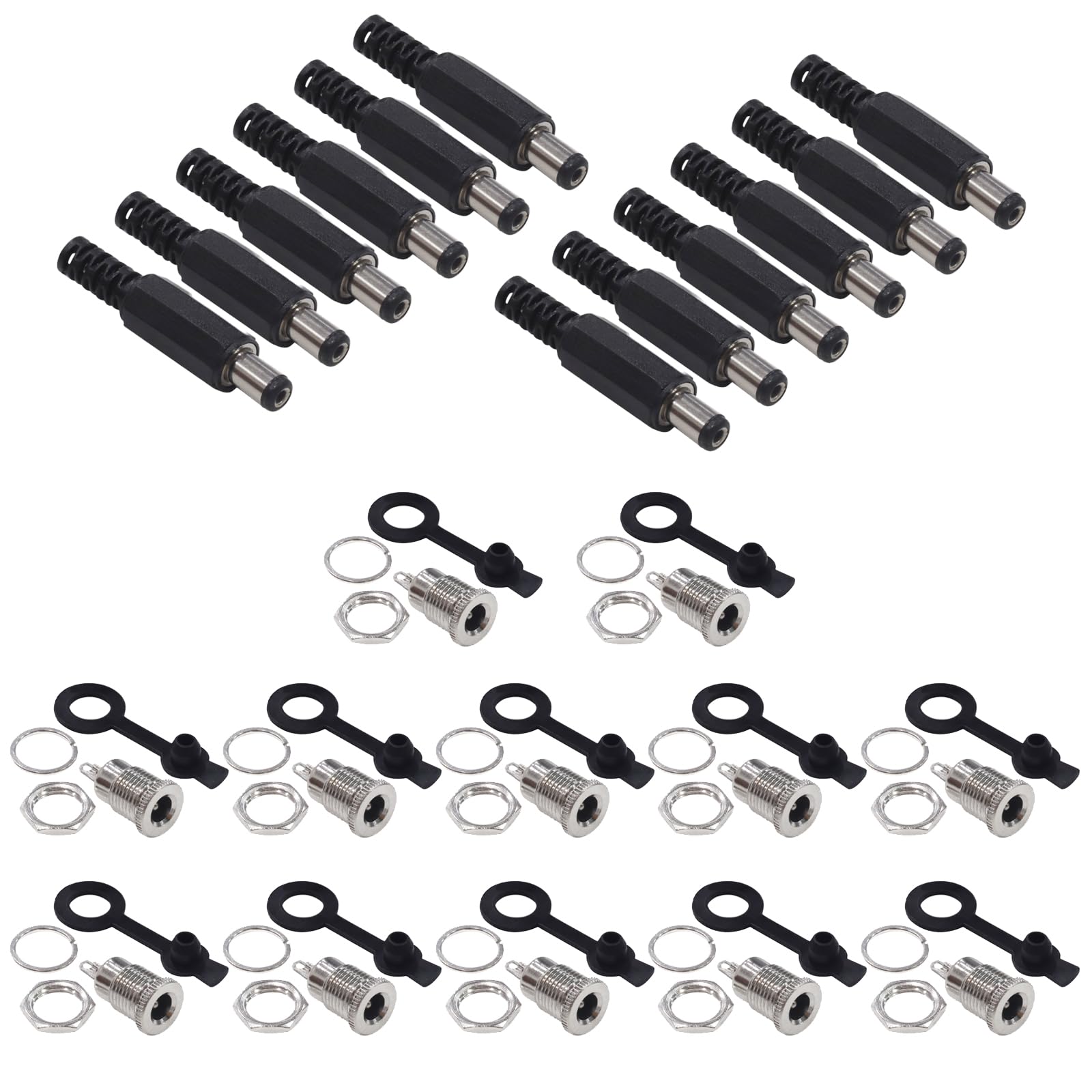 Audio Fan DC Power Jack Socket 30V 5A Female Panel Mount Connector Adapter with Waterproof Cap DC Male Plug Pack of 12 5.5x2.1mm +
Audio Fan DC Power Jack Socket 30V 5A Female Panel Mount Connector Adapter with Waterproof Cap DC Male Plug Pack of 12 5.5x2.1mm +