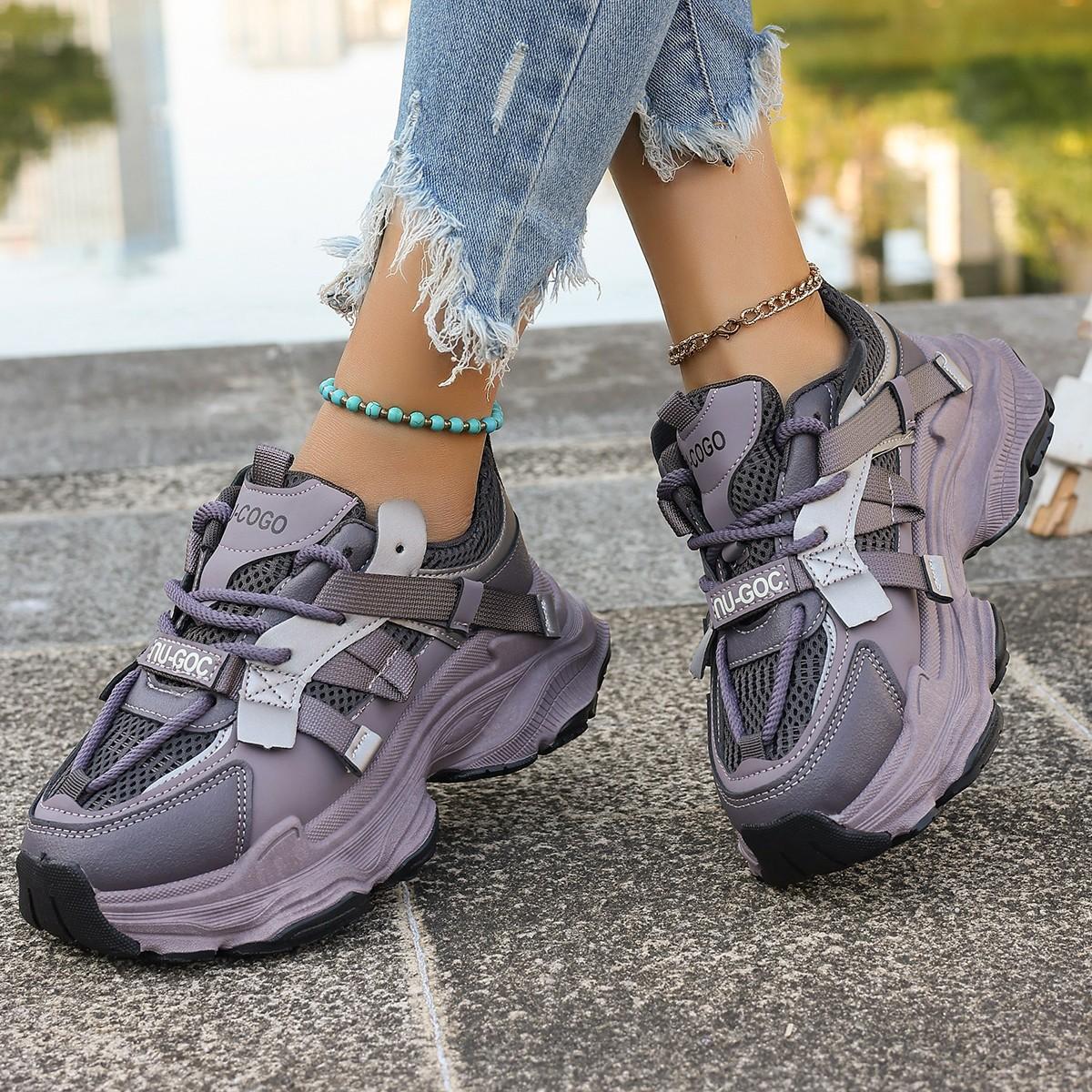 Retro breathable sneakers student heightening mesh running shoes platform casual lace-up dad shoes women 40 фіолетовий
Retro breathable sneakers student heightening mesh running shoes platform casual lace-up dad shoes women 40 фіолетовий