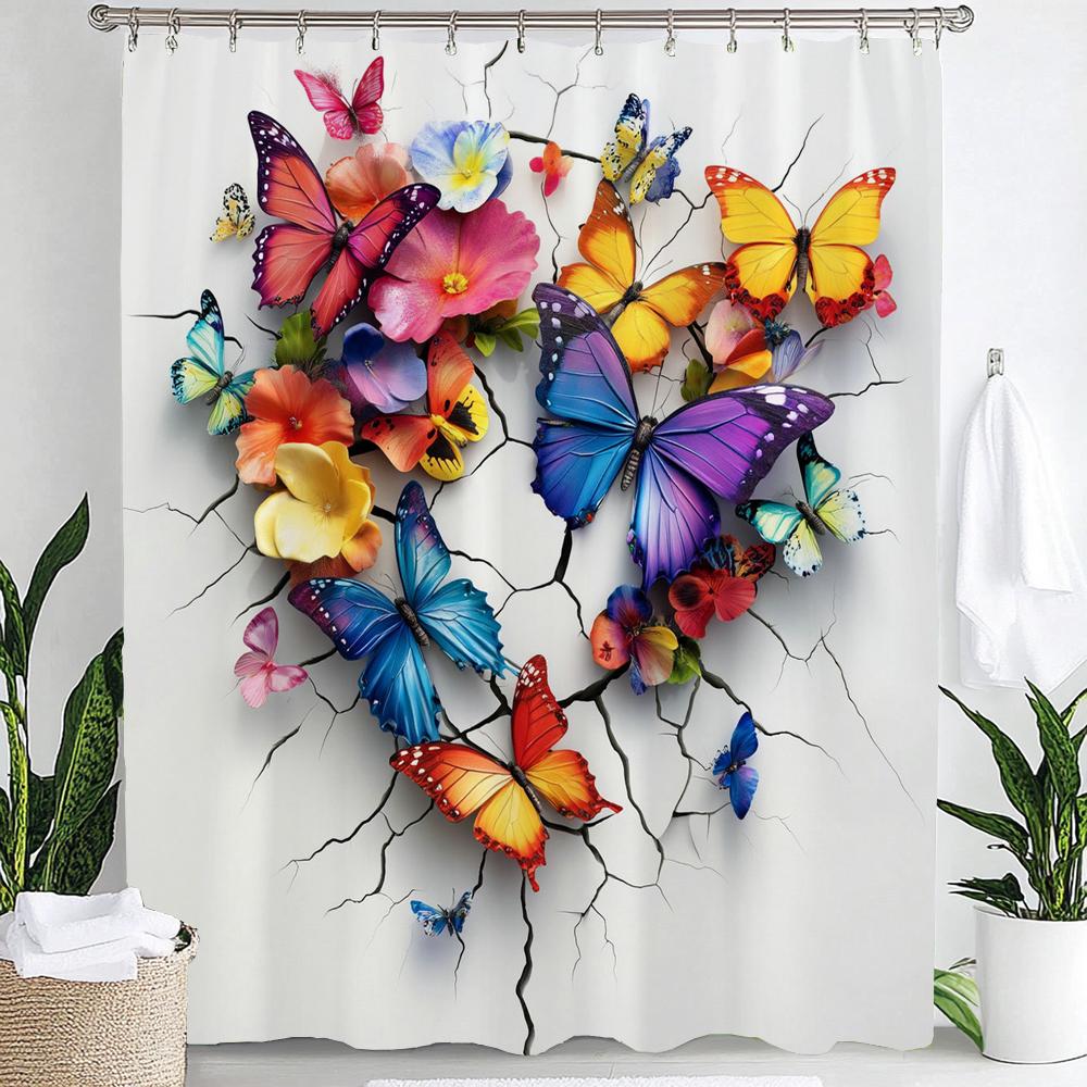 1Pc Flowers And Butterflies Shower Curtain, Floral Bathroom Decorative Curtain,Printed Polyester Home Decor Curtain With Hooks W60H190(CM)-1 Pcs
1Pc Flowers And Butterflies Shower Curtain, Floral Bathroom Decorative Curtain,Printed Polyester Home Decor Curtain With Hooks W60H190(CM)-1 Pcs