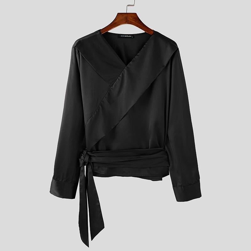 INCERUN Мужские рубашки с длинным рукавом и V-образным вырезом спереди, перекрестные слои, топы 2XL чёрный
INCERUN Мужские рубашки с длинным рукавом и V-образным вырезом спереди, перекрестные слои, топы 2XL чёрный