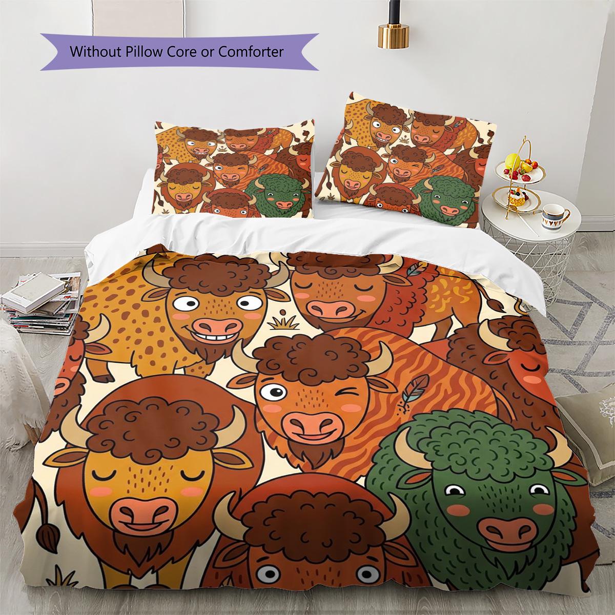 North American bison Pattern Bedding Quilt Set Quilt Cover Pillowcase Home Decoration Birthday Gift (1 * duvet cover + 2 * pillowcase, without core) 135x200cm
North American bison Pattern Bedding Quilt Set Quilt Cover Pillowcase Home Decoration Birthday Gift (1 * duvet cover + 2 * pillowcase, without core) 135x200cm
