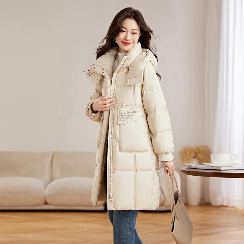 Women s Mid-Length Hooded Down Jacket - White Duck Down, Large Pockets, Warm Winter Outerwear (WN6105) L (115-125 jin)
Women s Mid-Length Hooded Down Jacket - White Duck Down, Large Pockets, Warm Winter Outerwear (WN6105) L (115-125 jin)
