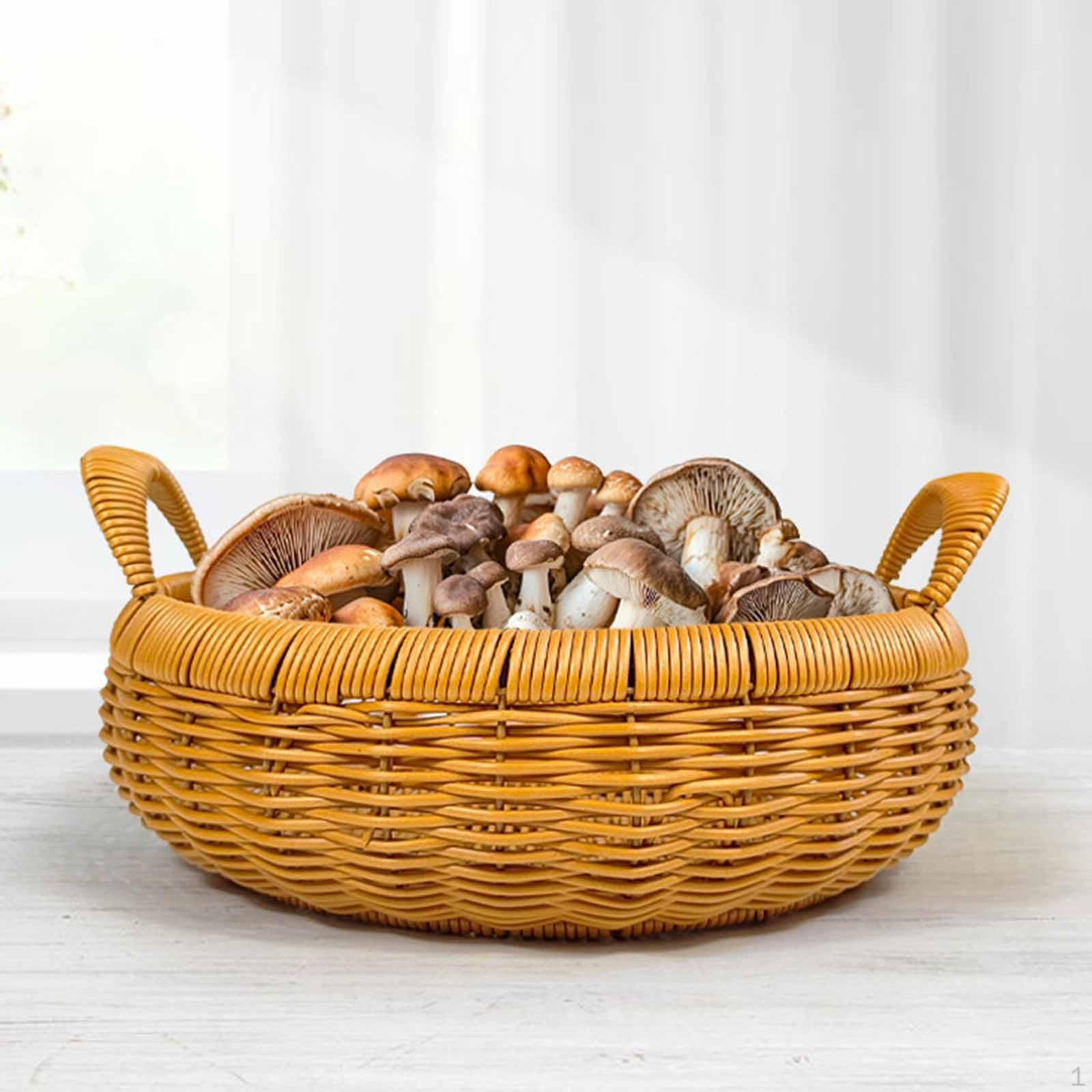 Imitation Rattan Storage Basket with Handles Reusable Dish Display Bread Woven Fruit Bowl Round Food
Imitation Rattan Storage Basket with Handles Reusable Dish Display Bread Woven Fruit Bowl Round Food