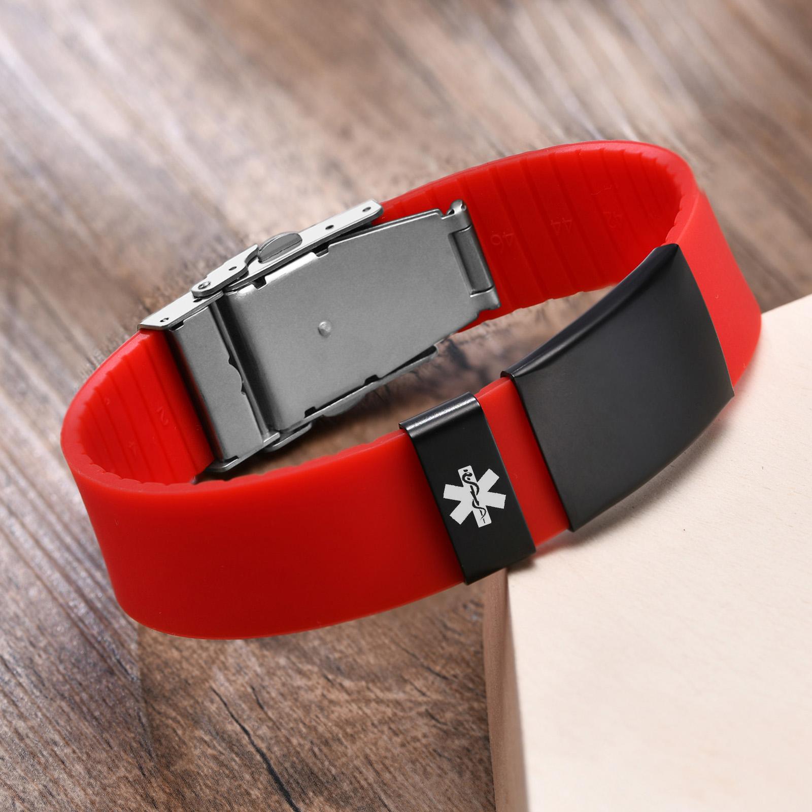 Custom Engrave Blank ID Bracelets for Women,Casual Silicone Wristband with Stainless Steel Medical Logo Tag,Length Adjustable No text
Custom Engrave Blank ID Bracelets for Women,Casual Silicone Wristband with Stainless Steel Medical Logo Tag,Length Adjustable No text