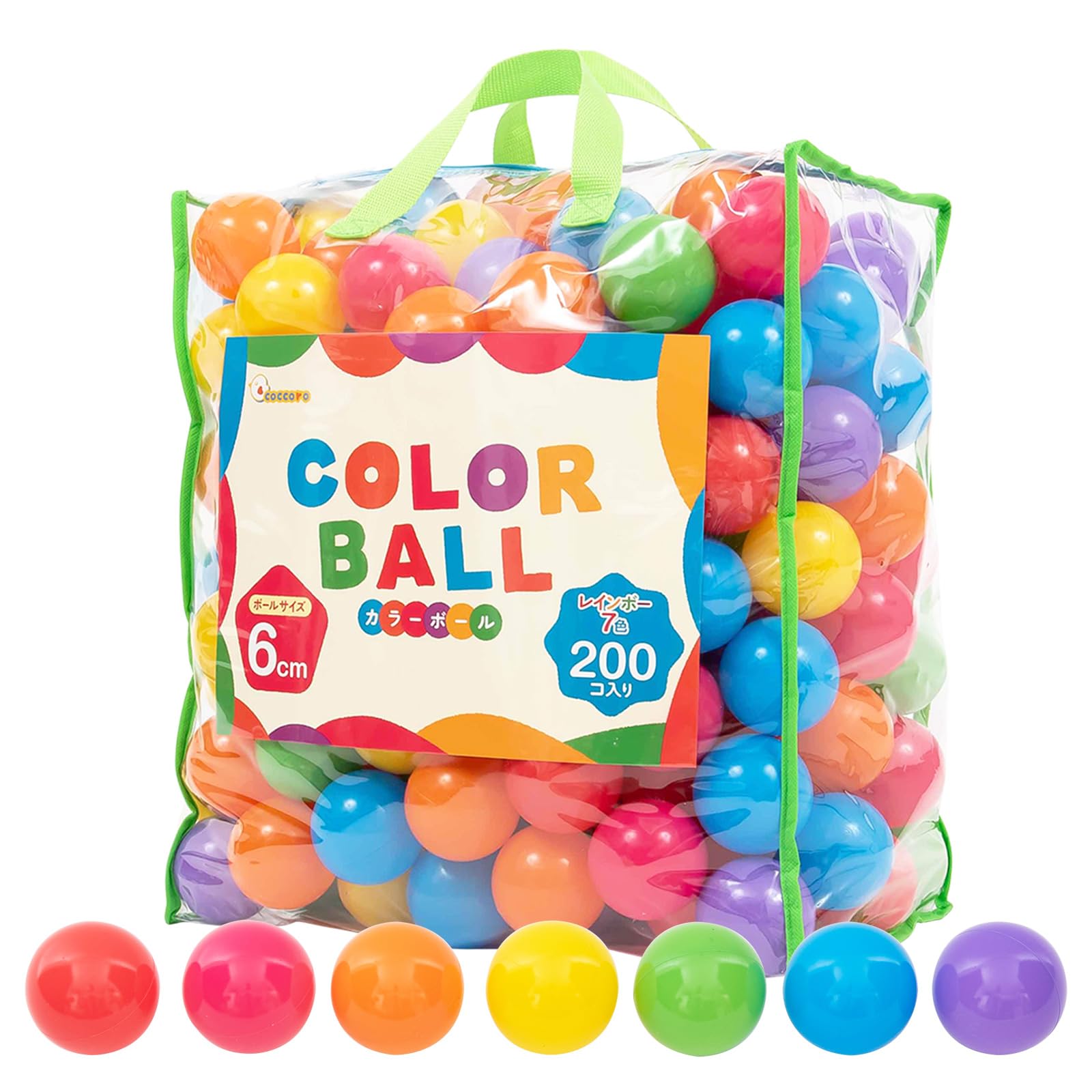 Coccororo Rainbow Color Balls 6cm Ball Pool 200 Pieces with Storage Bag 7 Colors
Coccororo Rainbow Color Balls 6cm Ball Pool 200 Pieces with Storage Bag 7 Colors