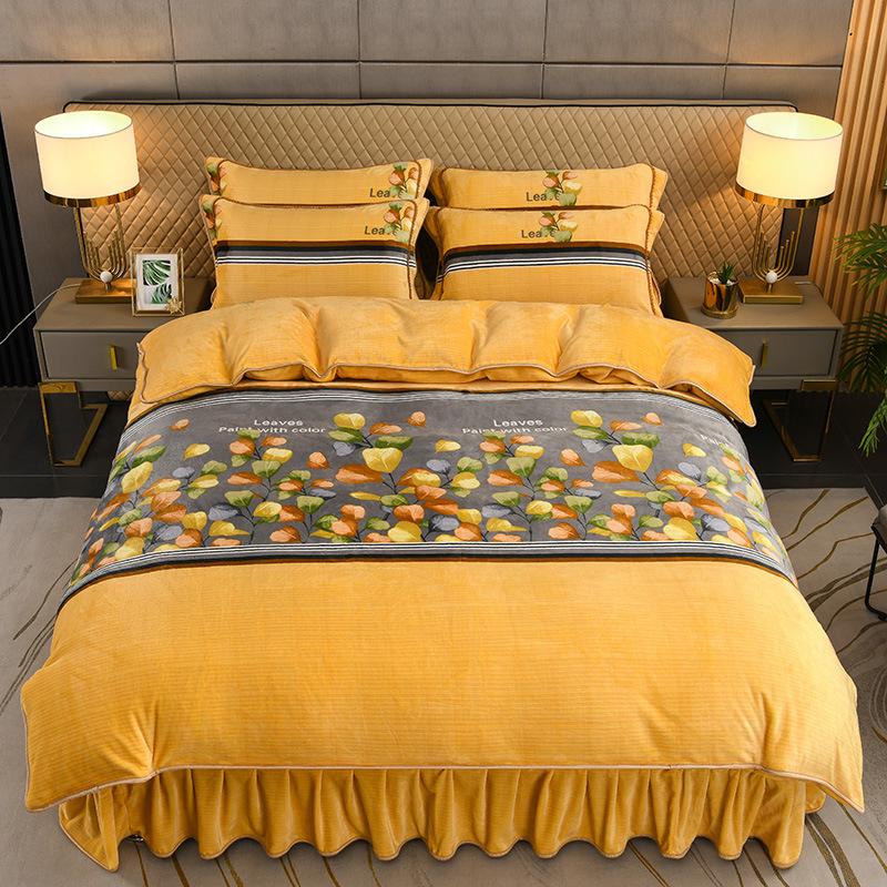 Антистатический молочный флисовый пододеяльник из четырех частей, теплый пододеяльник из четырех частей 1.2m bed skirt