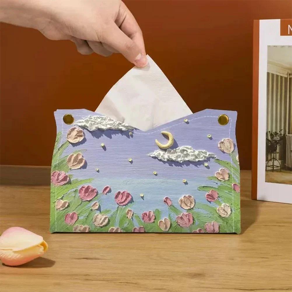 Creative PU Leather Tissue Box Oil Painting Napkin Holder With Buttons Large Capacity Storage Desk Decoration Home Tissue Case
Creative PU Leather Tissue Box Oil Painting Napkin Holder With Buttons Large Capacity Storage Desk Decoration Home Tissue Case