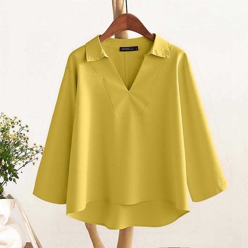 ZANZEA Женская повседневная хлопковая блузка свободного кроя с рукавами 3/4 и отложным воротником 2XL жёлтый
ZANZEA Женская повседневная хлопковая блузка свободного кроя с рукавами 3/4 и отложным воротником 2XL жёлтый