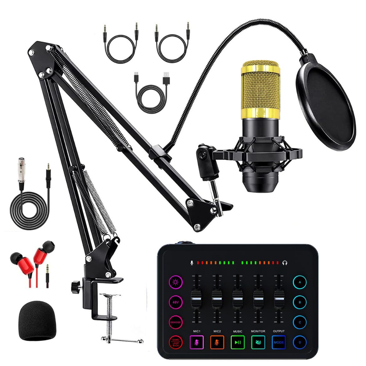 Karaoke Set Home DJ Mixer Set F9 Live Sound Card Male Voice Female Voice Changer BM800 Microphone Stand Tablet Arm Pop Guard Pop Blocker Clamp Type
Karaoke Set Home DJ Mixer Set F9 Live Sound Card Male Voice Female Voice Changer BM800 Microphone Stand Tablet Arm Pop Guard Pop Blocker Clamp Type
