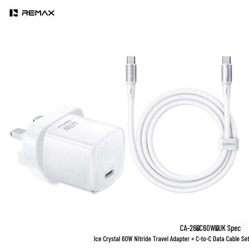 Remax GaN Fast Charger and PD60W Type-C Cable Set
Remax GaN Fast Charger and PD60W Type-C Cable Set