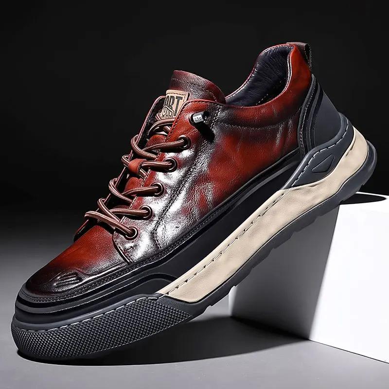 Genuine Leather Board Shoes for Men Spring Autumn New Designer Casual Sneakers Male Fashion Solid Color Sports Shoes Man 44
Genuine Leather Board Shoes for Men Spring Autumn New Designer Casual Sneakers Male Fashion Solid Color Sports Shoes Man 44
