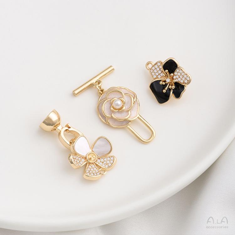 14K Gold-Filled Necklace/Bra Bracelet Connector with Inlaid Mother of Pearl and Drip Oil Rose Flower Clasp
14K Gold-Filled Necklace/Bra Bracelet Connector with Inlaid Mother of Pearl and Drip Oil Rose Flower Clasp