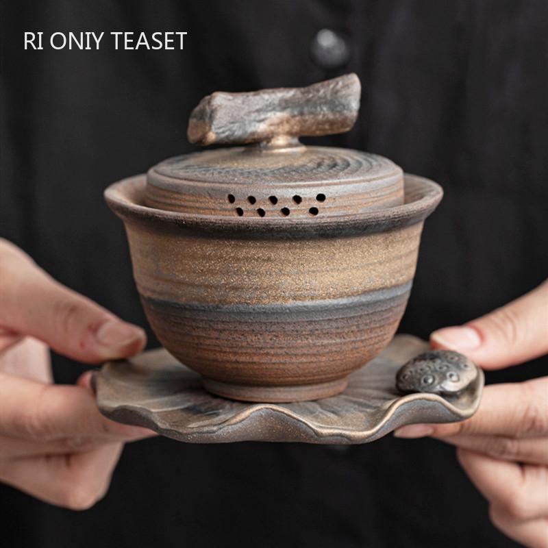 Chinese Rough Pottery Gaiwan Teacup Retro Handmade Ceramic Tea Tureen Household Tea Maker Travel Portable Teaware Accessories
Chinese Rough Pottery Gaiwan Teacup Retro Handmade Ceramic Tea Tureen Household Tea Maker Travel Portable Teaware Accessories