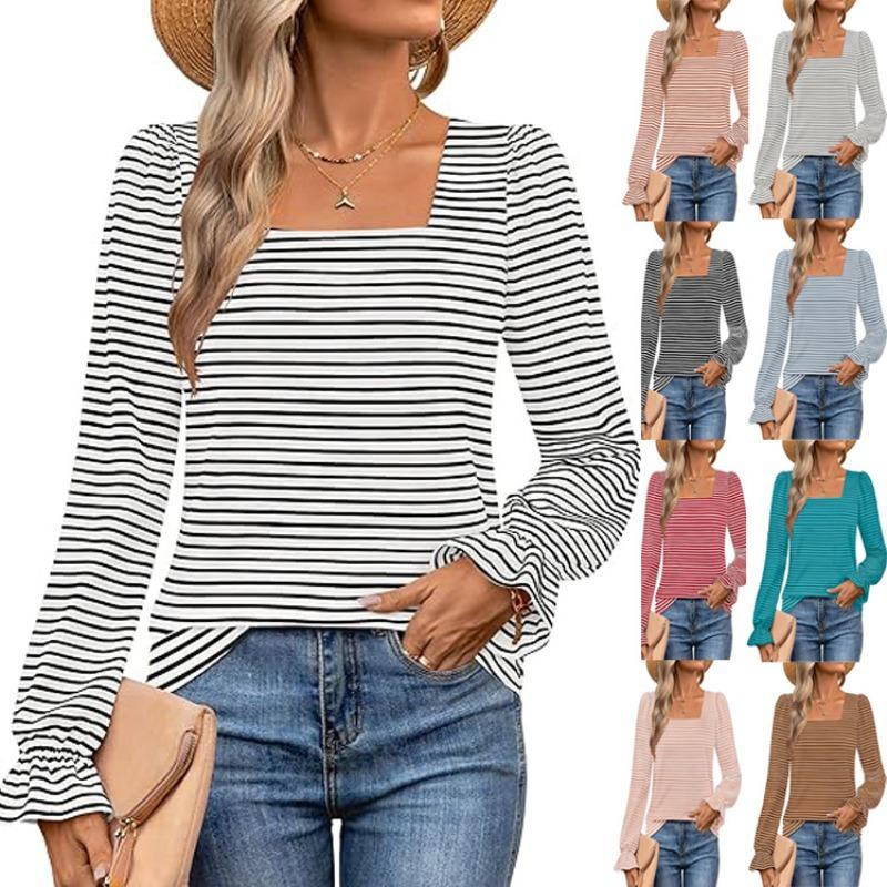 2025 autumn new women s striped long-sleeved square collar petal sleeve loose casual bottoming shirt 9957 S
2025 autumn new women s striped long-sleeved square collar petal sleeve loose casual bottoming shirt 9957 S