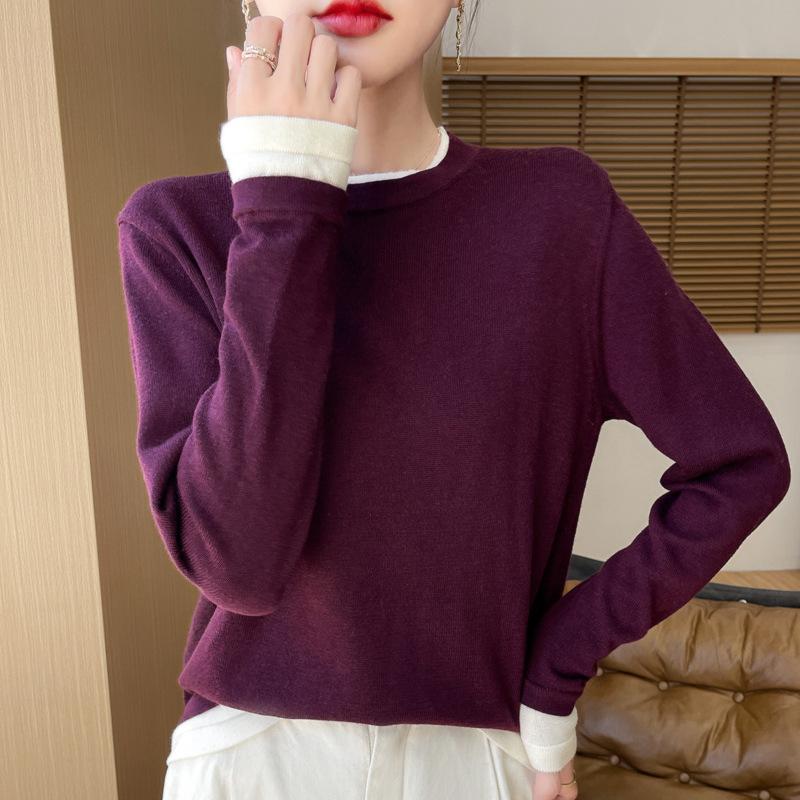 Рубашка с круглым вырезом в стиле колор-блок, женская свободная верхняя одежда, осенний вязаный свитер с длинными рукавами XXL фиолетовый
Рубашка с круглым вырезом в стиле колор-блок, женская свободная верхняя одежда, осенний вязаный свитер с длинными рукавами XXL фиолетовый