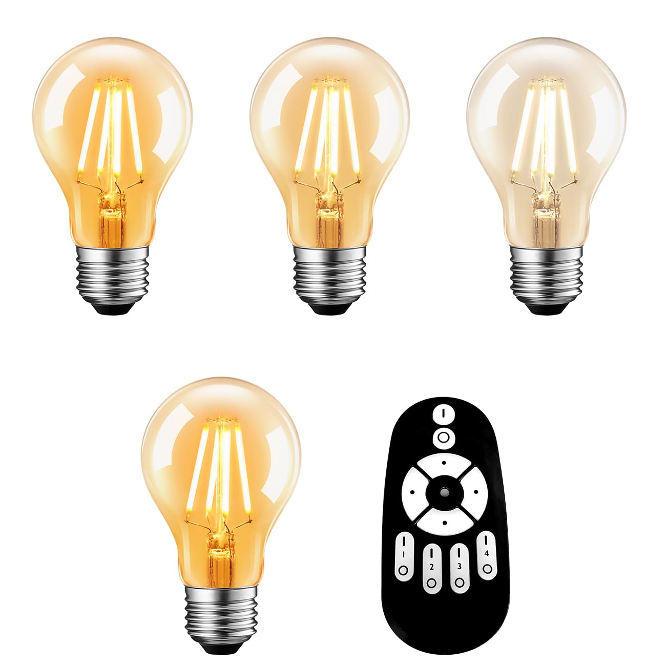 UEWIT LED Bulbs, Set of 4, 6W (60W equivalent) Filament Bulbs, 806LM, E26 Base, Remote Control Included, Clear Omnidirectional Bulb, High Brightness,
UEWIT LED Bulbs, Set of 4, 6W (60W equivalent) Filament Bulbs, 806LM, E26 Base, Remote Control Included, Clear Omnidirectional Bulb, High Brightness,