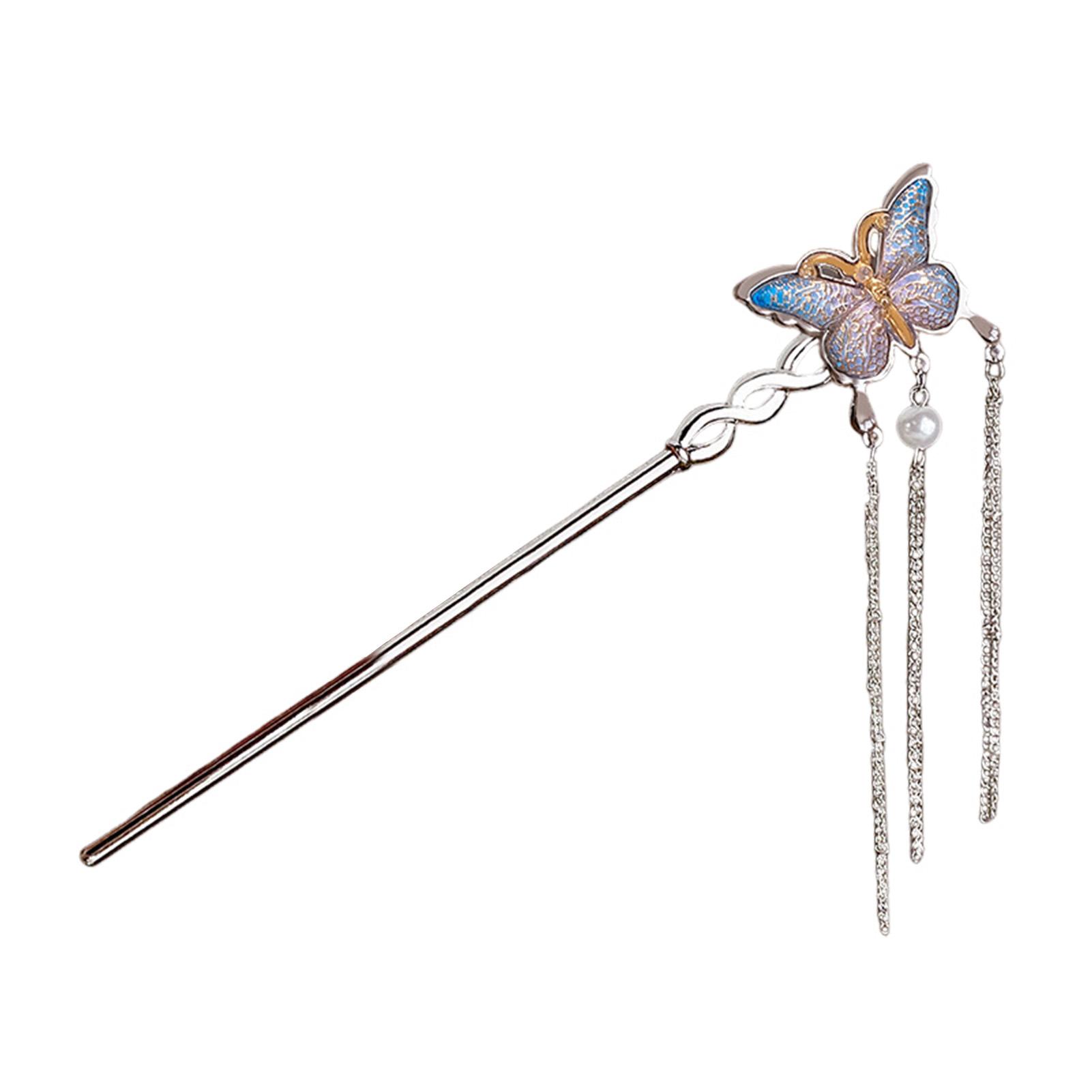 Colorful Butterfly Tassel Hair Sticks Retro Chinese Style Hair Forks Chain Tassel Hairpins Hair Bun Maker Jewelry for Women
Colorful Butterfly Tassel Hair Sticks Retro Chinese Style Hair Forks Chain Tassel Hairpins Hair Bun Maker Jewelry for Women