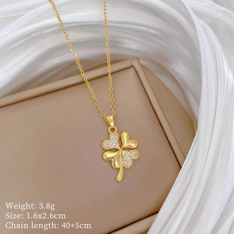 Fashion Simple Zircon Four Leaf Clover Pendant Necklace for Women Girls Stainless Steel Chain Lucky Accessories Jewelry Gifts
Fashion Simple Zircon Four Leaf Clover Pendant Necklace for Women Girls Stainless Steel Chain Lucky Accessories Jewelry Gifts