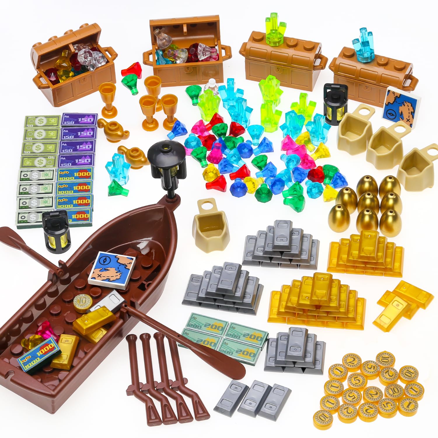 Domoni Pirate Expedition Treasure Building Kit - 200+ Piece Pirate Ship & Treasure Chest Building Blocks Set (Includes Gold Bars, Gems, and Golden
Domoni Pirate Expedition Treasure Building Kit - 200+ Piece Pirate Ship & Treasure Chest Building Blocks Set (Includes Gold Bars, Gems, and Golden