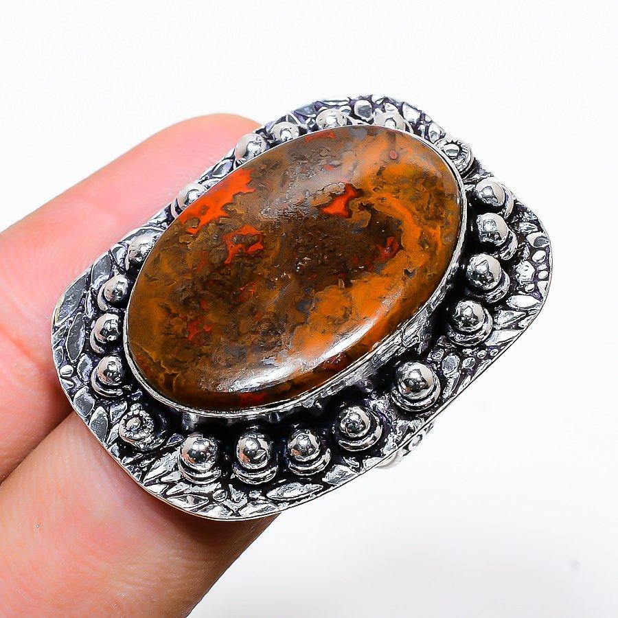 Кольцо из серебра 925 пробы с натуральным шовным агатом, размер 8 h6U79
Кольцо из серебра 925 пробы с натуральным шовным агатом, размер 8 h6U79