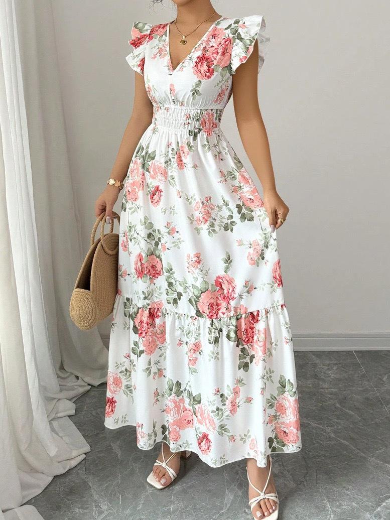 Elegant European & American Printed Ruffle Sleeve Dress for Women Small
Elegant European & American Printed Ruffle Sleeve Dress for Women Small