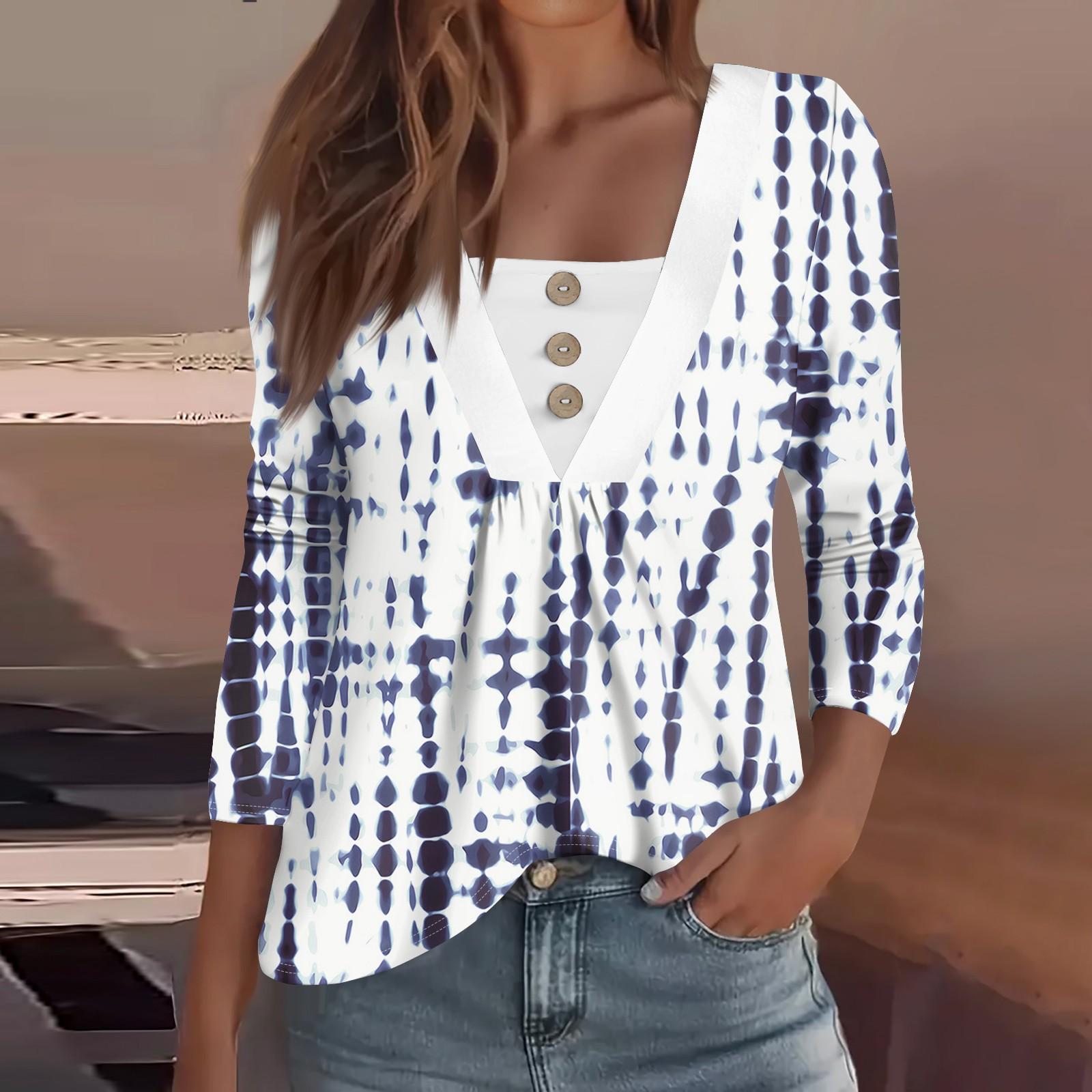 Women s Fashion Casual Long Sleeve Shirt Floral Printed Button V Neck Up Tops XXXL темно-синього кольору
Women s Fashion Casual Long Sleeve Shirt Floral Printed Button V Neck Up Tops XXXL темно-синього кольору