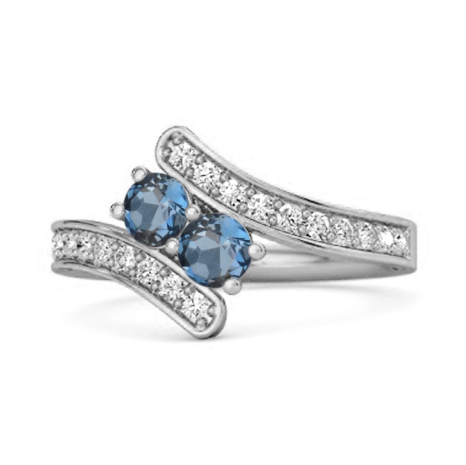 London Blue Topaz Twin Stone Pave Bypass Ring - 925 Sterling Silver 9 білий
London Blue Topaz Twin Stone Pave Bypass Ring - 925 Sterling Silver 9 білий