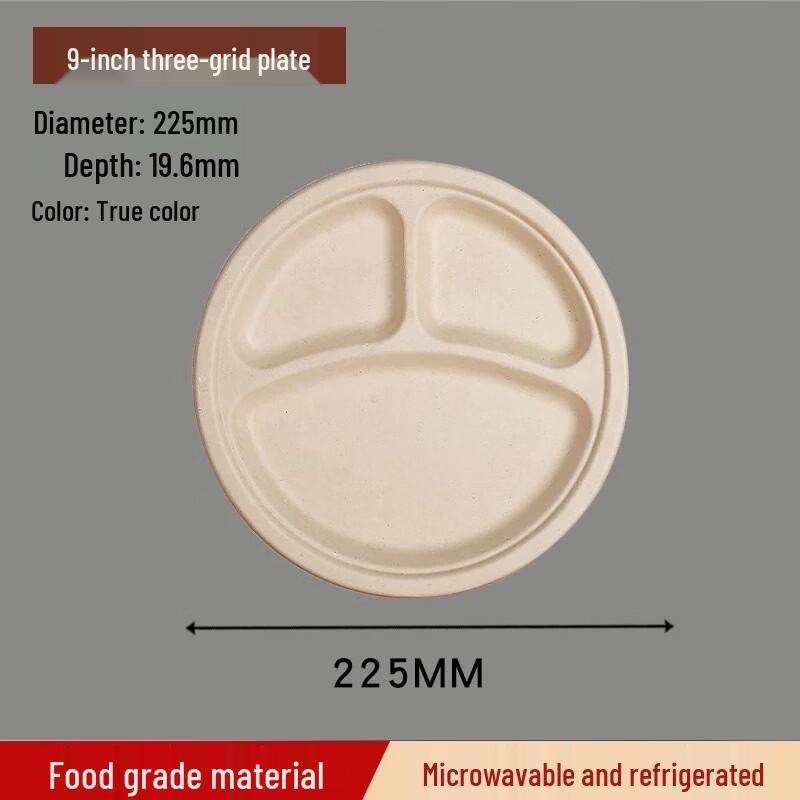 Yipan 9-inch 3-Compartment Disposable Bagasse Plates
Yipan 9-inch 3-Compartment Disposable Bagasse Plates