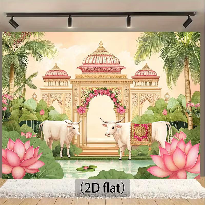 2D Traditional Pichwai Backdrop, Cow Temple Background for Indian Wedding Photoshoot 47.2x31.5inch/120*80cm
2D Traditional Pichwai Backdrop, Cow Temple Background for Indian Wedding Photoshoot 47.2x31.5inch/120*80cm