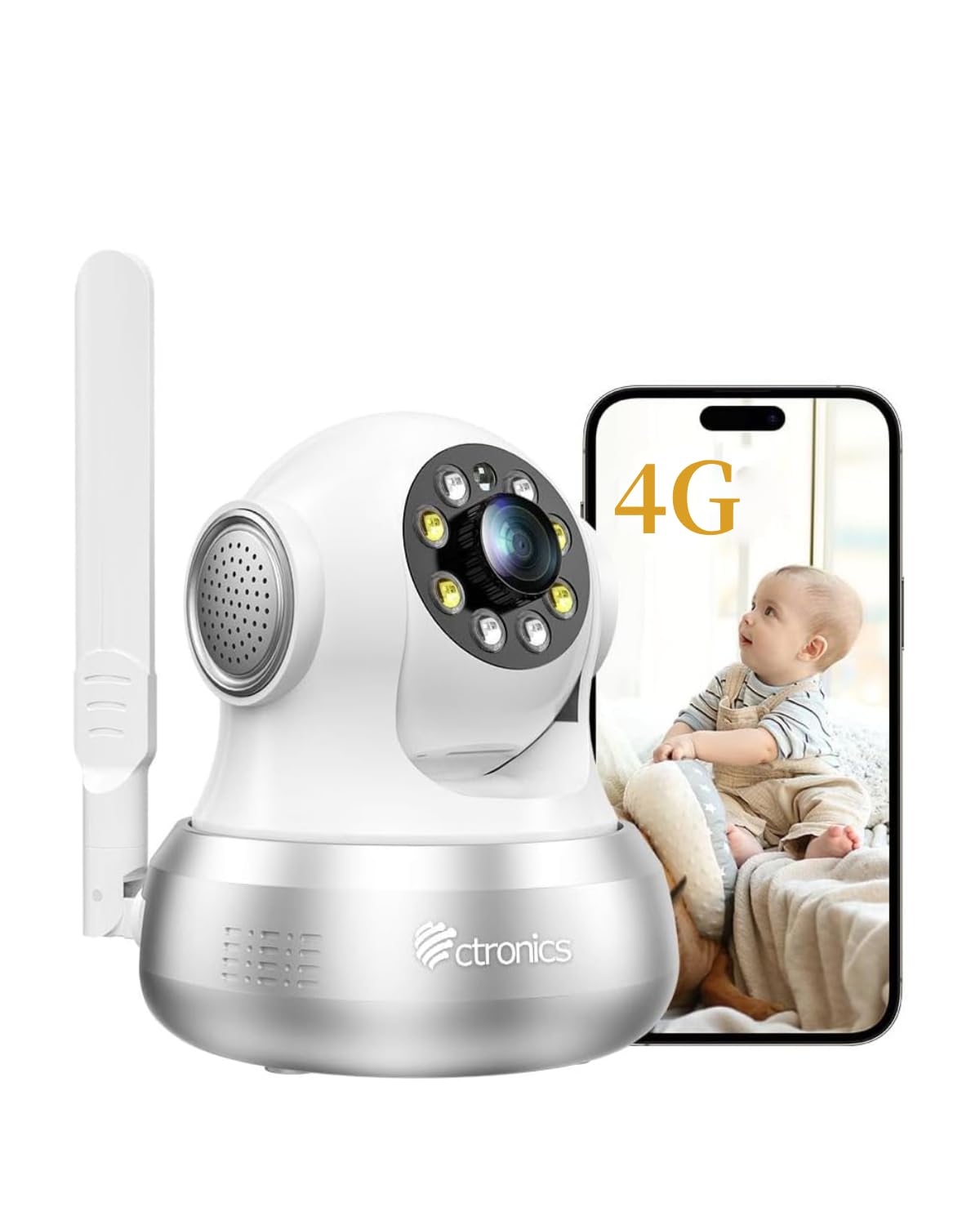Ctronics 4G Security Camera Auto-Tracking Monitoring Camera Pet Camera 24-Hour Recording Night Vision Alarm Voice Light SIM Card 300MB Data AI
Ctronics 4G Security Camera Auto-Tracking Monitoring Camera Pet Camera 24-Hour Recording Night Vision Alarm Voice Light SIM Card 300MB Data AI