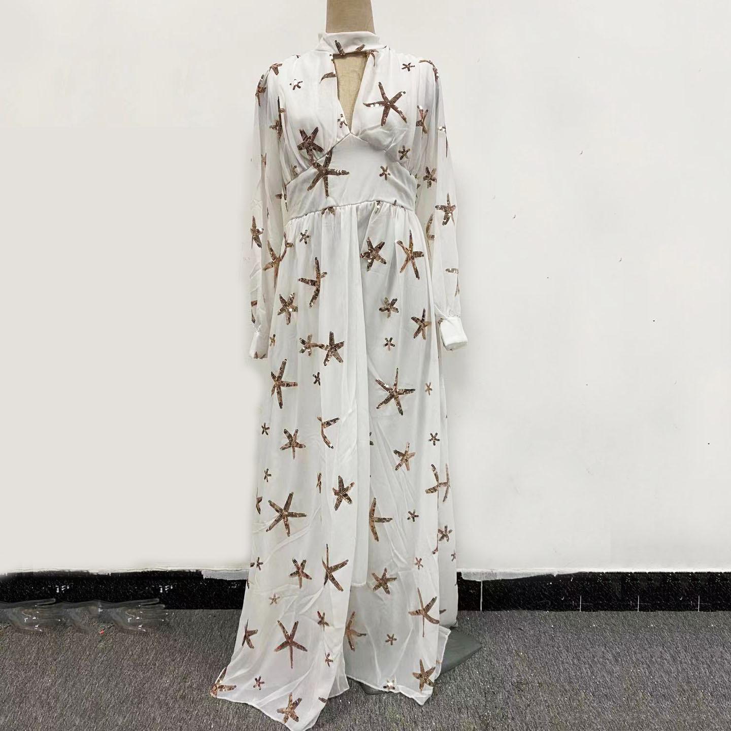 New Multi-Colored Mass Semi-Turtleneck Sequined Slit Lantern Sleeve Pendulum Dress Chiffon Dress S белый
New Multi-Colored Mass Semi-Turtleneck Sequined Slit Lantern Sleeve Pendulum Dress Chiffon Dress S белый