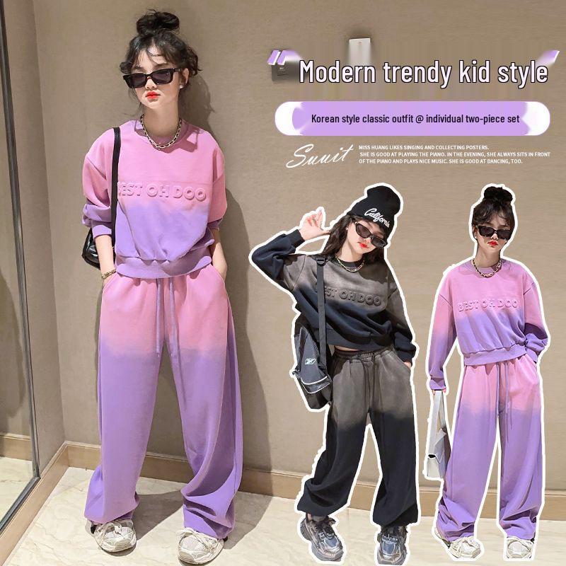 Girls Gradient Outfit: 2025 Spring/Autumn Fashionable Wide-Leg Pants Two-Piece Set for Older Kids 140
Girls Gradient Outfit: 2025 Spring/Autumn Fashionable Wide-Leg Pants Two-Piece Set for Older Kids 140