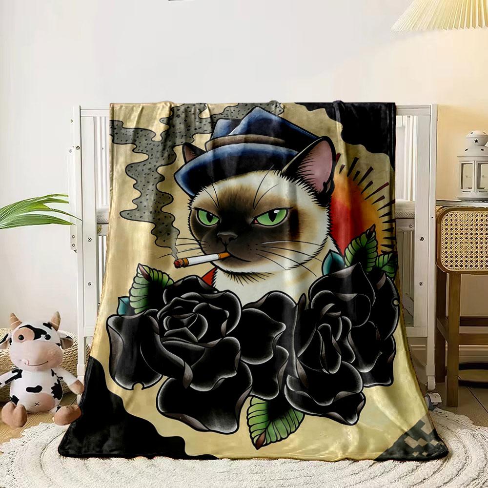 Smoking cat in a hat surrounded by black roses and leaves. for all seasons blanket lunch break throw gift 80cm x 120cm
Smoking cat in a hat surrounded by black roses and leaves. for all seasons blanket lunch break throw gift 80cm x 120cm