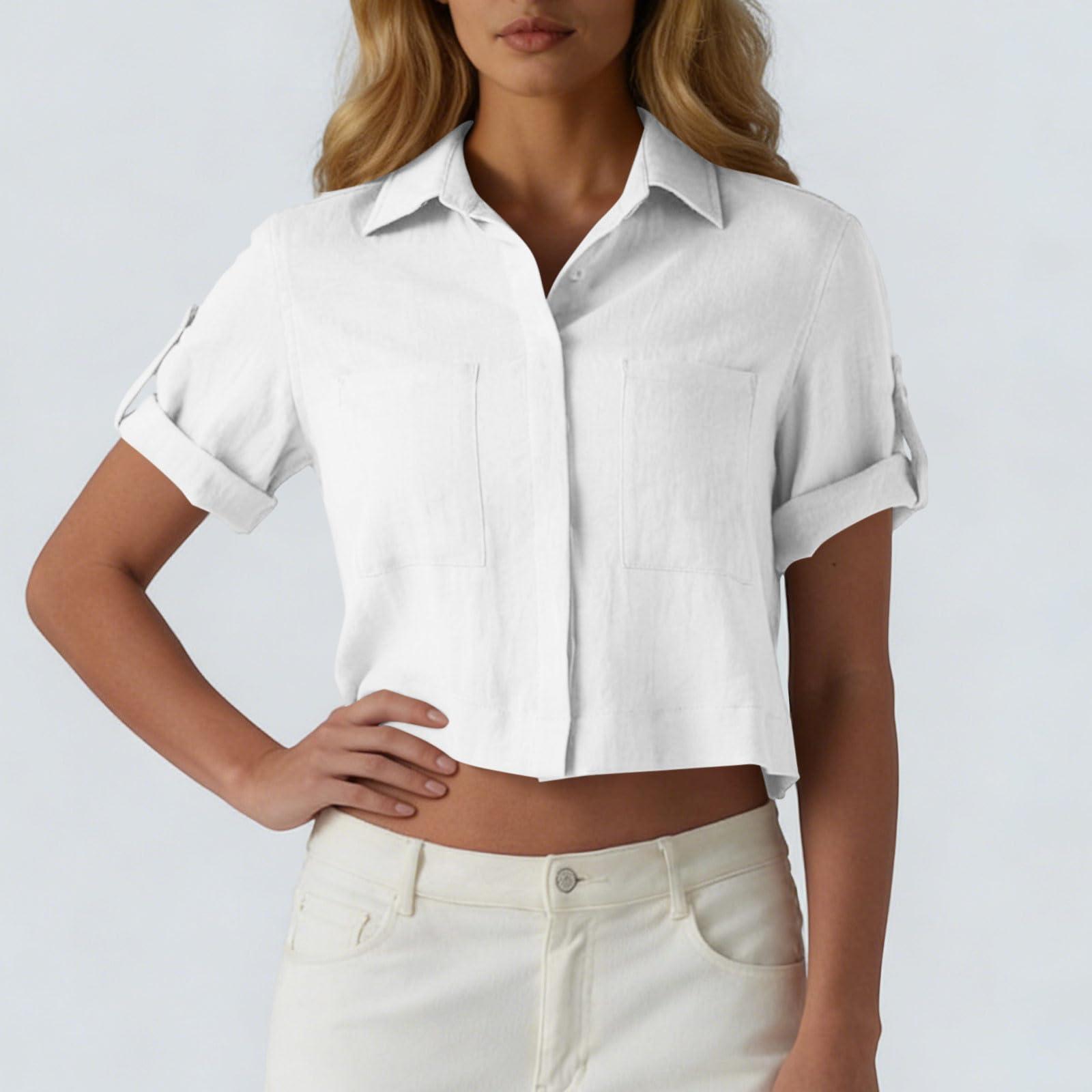 Fashionable Women s Short Sleeved Slim Fit Revealing Color Button Up Lapel Pocket Shirt XL білий
Fashionable Women s Short Sleeved Slim Fit Revealing Color Button Up Lapel Pocket Shirt XL білий
