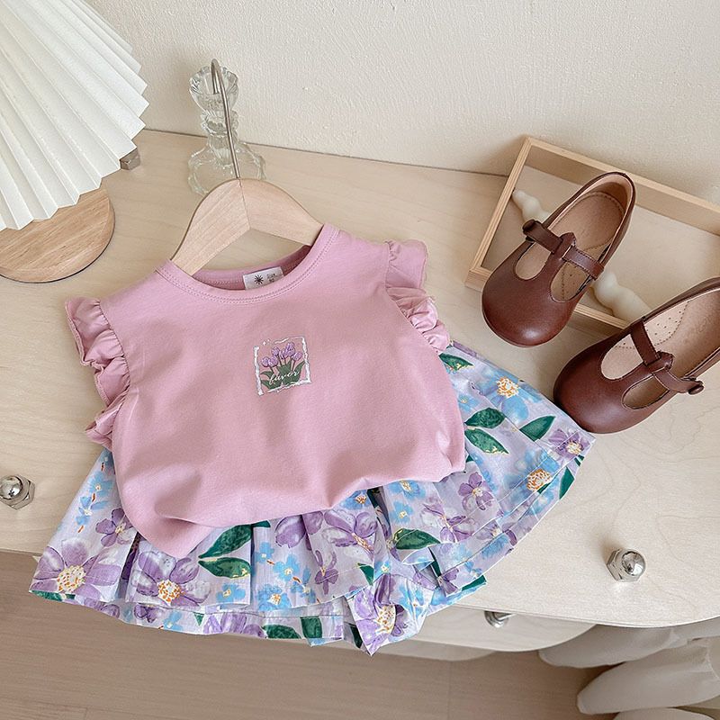 Fashion Style Baby Girl Summer Printing Stylish round Neck Short Sleeve Pink purple-purple tulip(Tops) 90cm
Fashion Style Baby Girl Summer Printing Stylish round Neck Short Sleeve Pink purple-purple tulip(Tops) 90cm