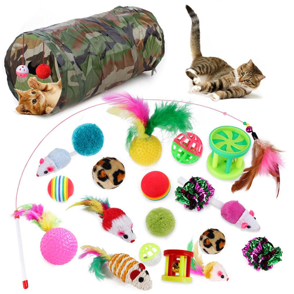 21Pcs/Set Cat Toys Set with Camouflage Tunnel Interactive Cat Toy Feather Mouse Crinkle Balls A
21Pcs/Set Cat Toys Set with Camouflage Tunnel Interactive Cat Toy Feather Mouse Crinkle Balls A
